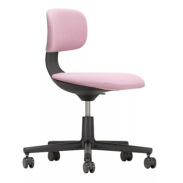 Vitra - Rookie Bürodrehstuhl Deep Black - pink/sierra grau/Stoff Plano 15/G günstig online kaufen