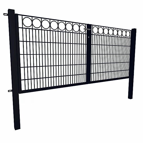 Gartentor Dekor 2-Flügelig Ring 100 cm x 300 cm Anthrazit günstig online kaufen