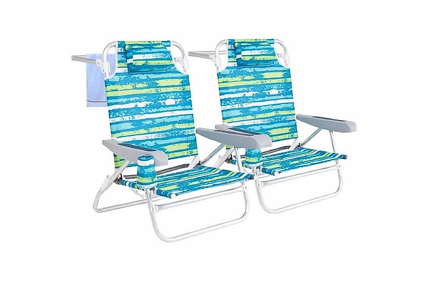 COSTWAY Campingstuhl (2 St), klappbare Strandstühle mit 5 Positionen günstig online kaufen