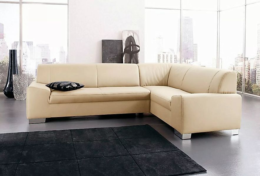 DOMO collection Ecksofa »Alisson, zeitlose Optik, flache Armlehnen, L-Form« günstig online kaufen