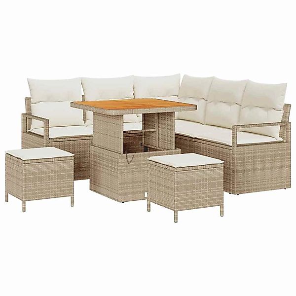 vidaXL Garten-Sofa-Set mit Kissen 8-Tlg Beige Poly Rattan 3362521 günstig online kaufen