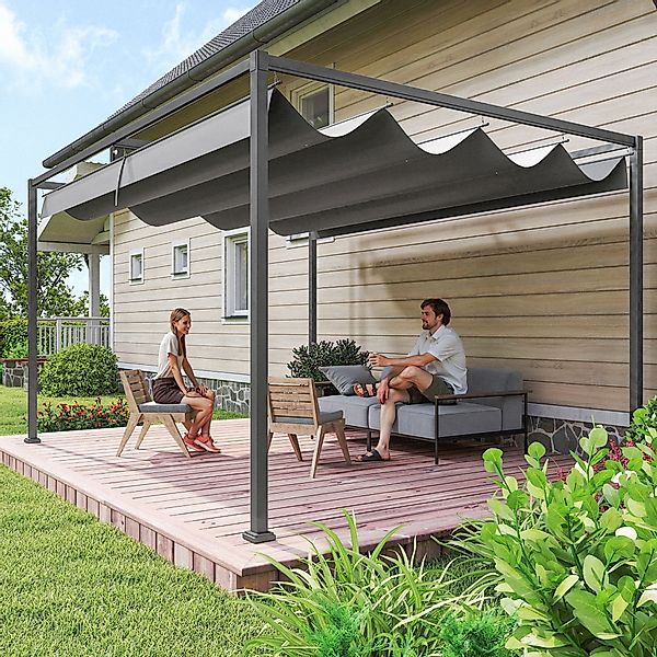 Outsunny Pergola 4x3m Garten Pavillon, Terrassendachung aus Stahl, Gartenpa günstig online kaufen