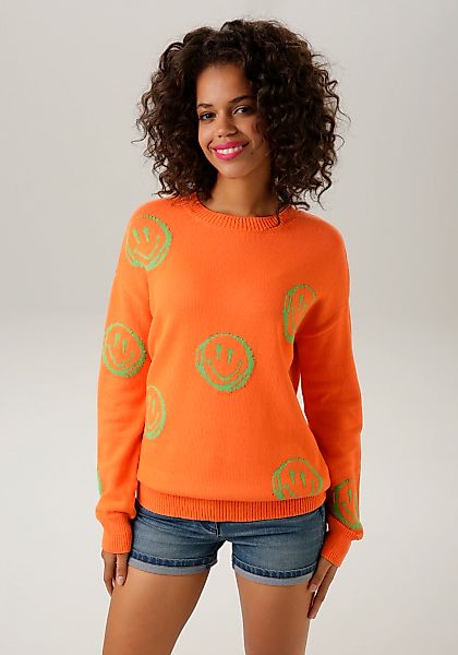 Aniston CASUAL Strickpullover, mit eingestrickten Smileys günstig online kaufen
