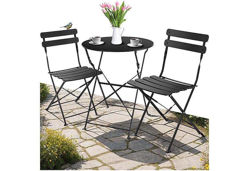 tectake Essgruppe Bistrotisch Set, (Set., 3-tlg), Solides, pulverbeschichte günstig online kaufen