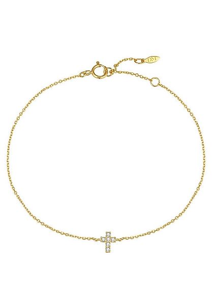 Dear Me Goldarmband 585 Gold Kreuz Kristalle, Armkette Echtgold Anhänger, 1 günstig online kaufen