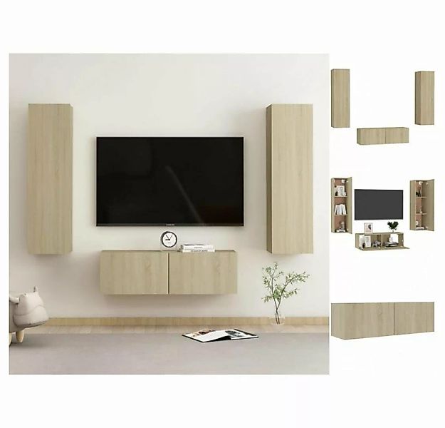 vidaXL TV-Schrank 3-tlg TV-Schrank-Set Sonoma-Eiche Spanplatte günstig online kaufen