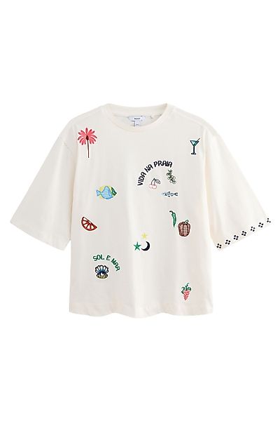 Next Oversize-Shirt Oversize-T-Shirt mit aufgestickter Grafik günstig online kaufen