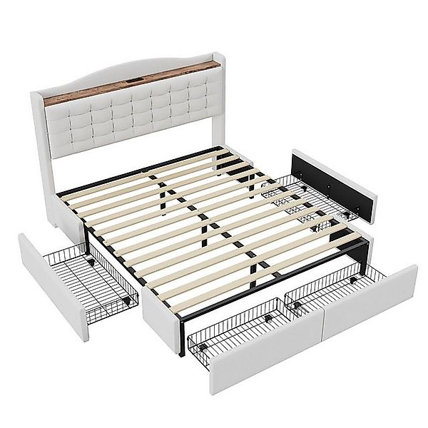 STILVORA Polsterbett 160×200 Bettgestell mit Stauraum & USB-Anschluss,bett günstig online kaufen