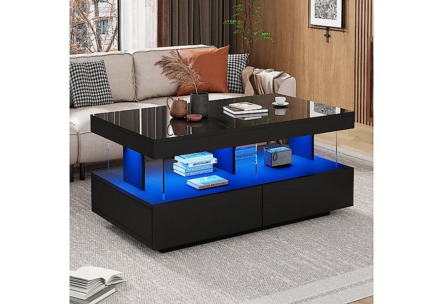 REDOM Couchtisch Kaffeetisch Wohnzimmertisch Sofatisch Teetisch (mit LED-Be günstig online kaufen