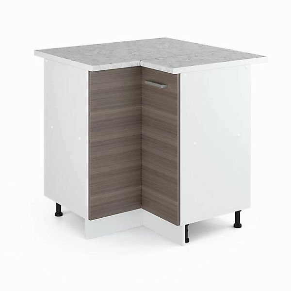 Vicco Eckunterschrank R-Line, Grau/Weiß, 75.6 cm, AP Marmor günstig online kaufen