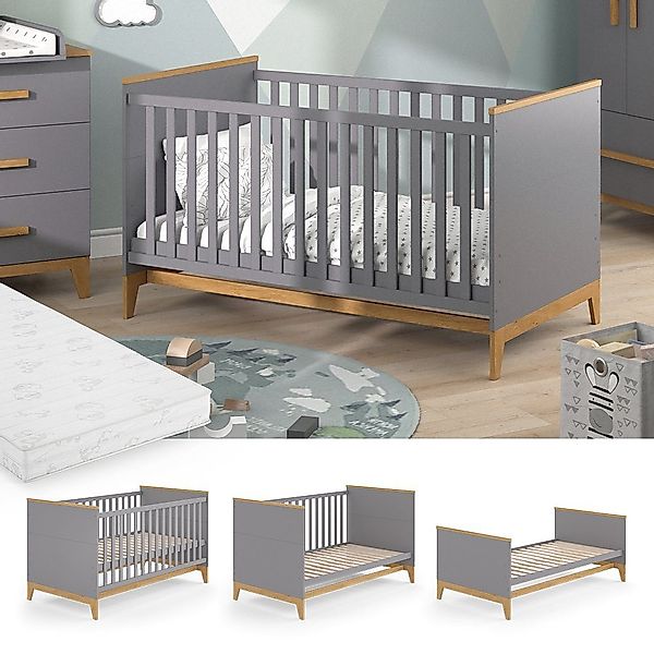 VitaliSpa® Babybett Malia, Grau/Eiche, 70x140 cm günstig online kaufen