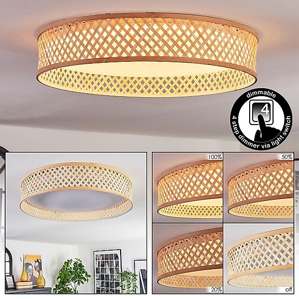 hofstein Deckenleuchte Deckenlampe dimmbar aus Metall/Bambus/Kunststoff günstig online kaufen