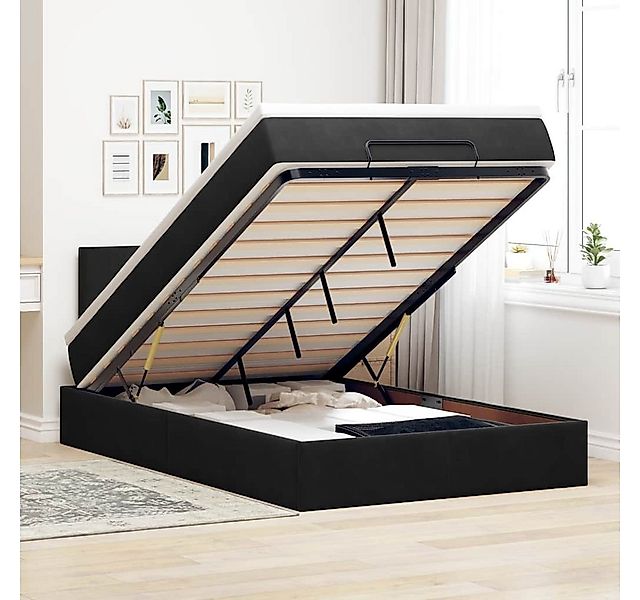 vidaXL Bett, Ottoman-Bett mit Matratze Schwarz 120x200 cm Samt günstig online kaufen