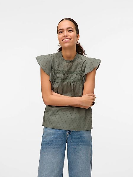 Vero Moda Blusenshirt "VMTRINE SL LACE TOP WVN NOOS" Baumwolle günstig online kaufen