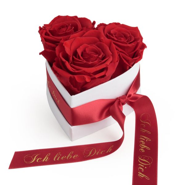 Kunstblume Rosenbox Herz 3 infinity Rosen günstig online kaufen