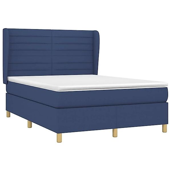 vidaXL Boxspringbett mit Matratze Blau 140x200 cm Stoff 3128611 günstig online kaufen