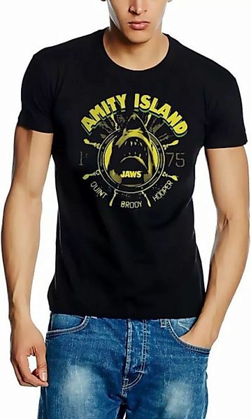 Der Weiße Hai Print-Shirt JAWS T-Shirt der weiße Hai AMITY ISLAND schwarz s günstig online kaufen