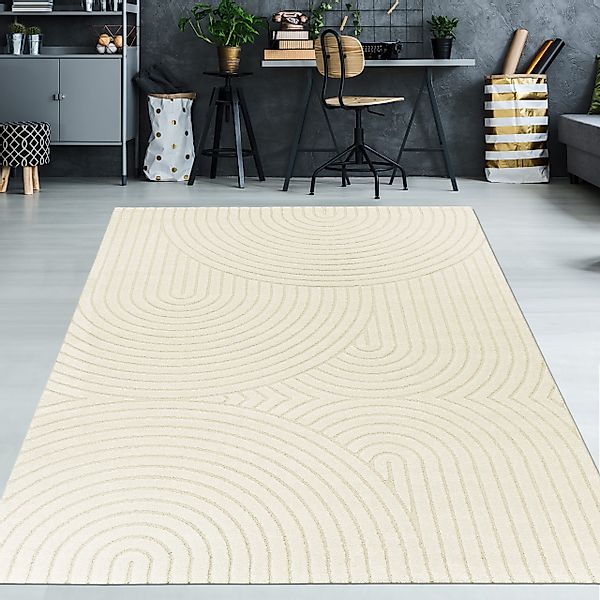 TeppichHome24 Teppich Moderner Wohnzimmerteppich mit gebogenem günstig online kaufen