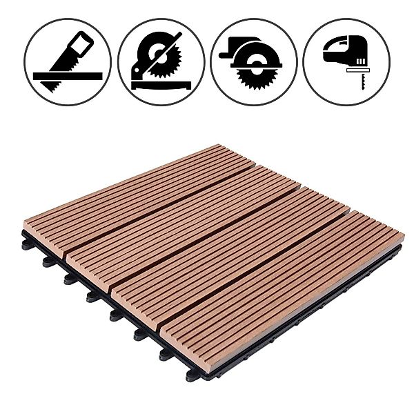Casaria Holzfliesen 66x Klassik Terrakotta, Terrassenfliesen günstig online kaufen