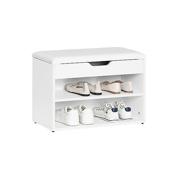 SoBuy Schuhbank mit Sitzfläche Sitzbank Schuhregal aus MDF 60x44x30cm Weiß günstig online kaufen