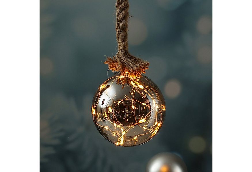 MARELIDA LED Dekolicht LED Glaskugel Deko Kugel Juteseil beleuchtet Timer R günstig online kaufen