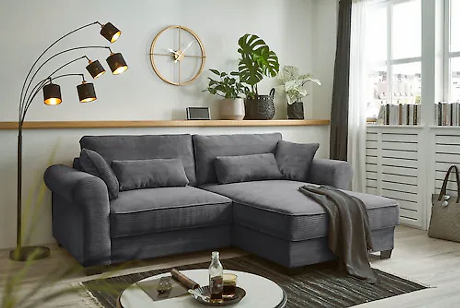 ED EXCITING DESIGN Ecksofa »Angelina L-Form« mit Bettfunktion, Bettkasten & günstig online kaufen