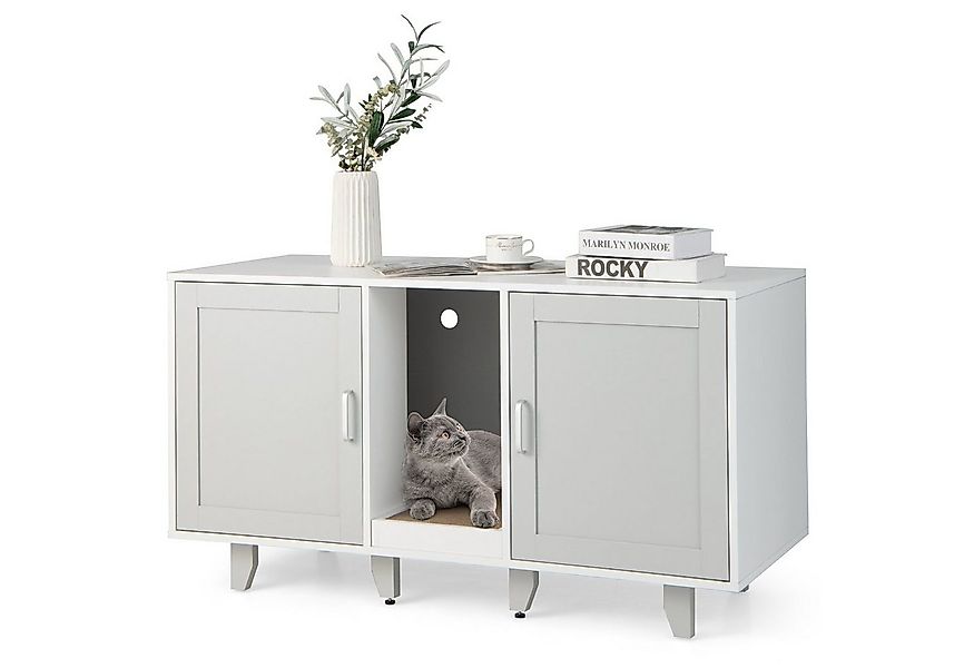 COSTWAY Tierhaus, Katzenklo Schrank, mit 2 Türen & Kratzbrett, 120 x 52 x 6 günstig online kaufen