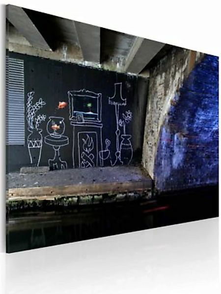 artgeist Wandbild Mein eigenes Stück Boden (Banksy) schwarz/blau Gr. 60 x 4 günstig online kaufen