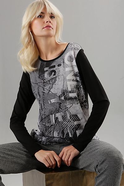 Aniston SELECTED Langarmshirt, mit modischem Druck günstig online kaufen