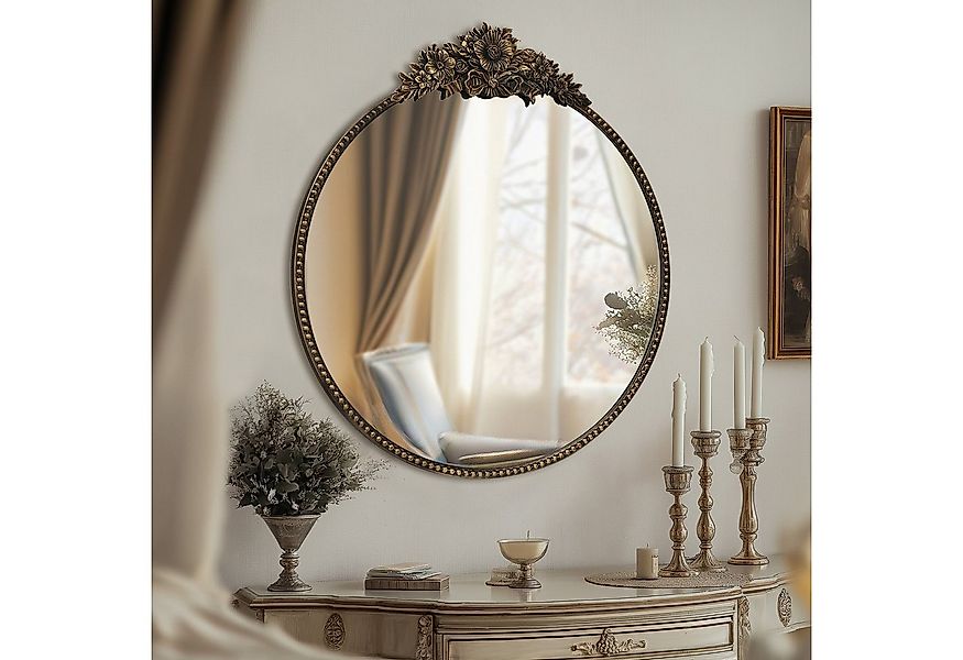 G-LEAF Spiegel Runder Spiegel, Barockspeigel im Antik-Stil, Ø60cm (1-St), m günstig online kaufen