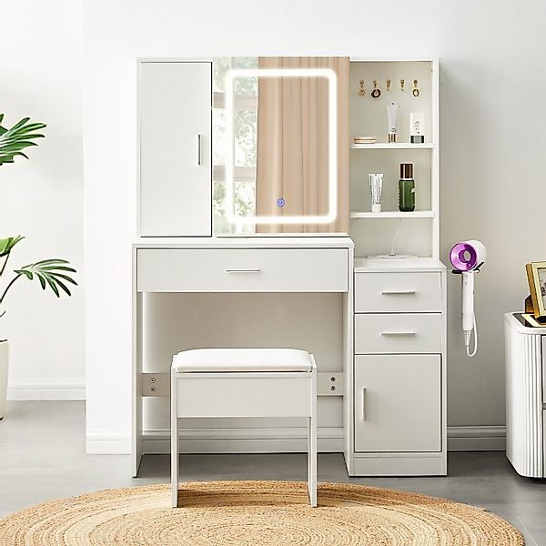 Ofcasa Schminktisch 100x40x137,5cm Frisiertisch 3 Schubladen, günstig online kaufen