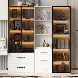 Merax Glasvitrine mit LED-Beleuchtung (2-St., Stehend günstig online kaufen