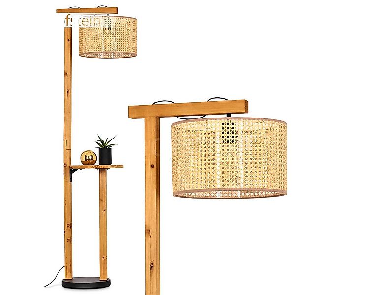 hofstein Stehlampe Stehlampe aus Holz/Metall/Wienergeflecht Natur/Schwarz/B günstig online kaufen