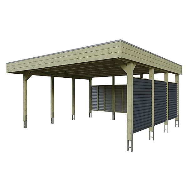 Skan Holz Carport Friesland Hybrid 557 cm x 555 cm Grün günstig online kaufen