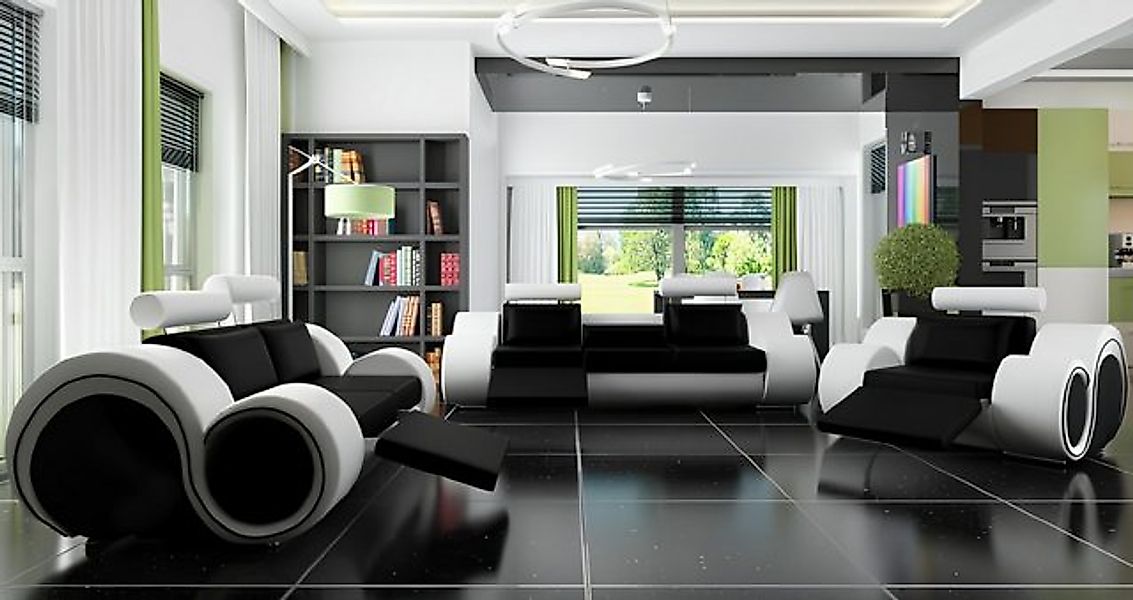 JVmoebel Sofa Sofa mit USB,Polster Garnitur 3+2 Sitz Designer Sofa Ledersof günstig online kaufen