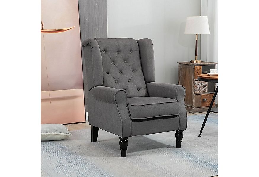 HOMCOM Sessel Einzelsessel, Akzentsessel mit Tufting Holzfüße (Ohrensessel, günstig online kaufen