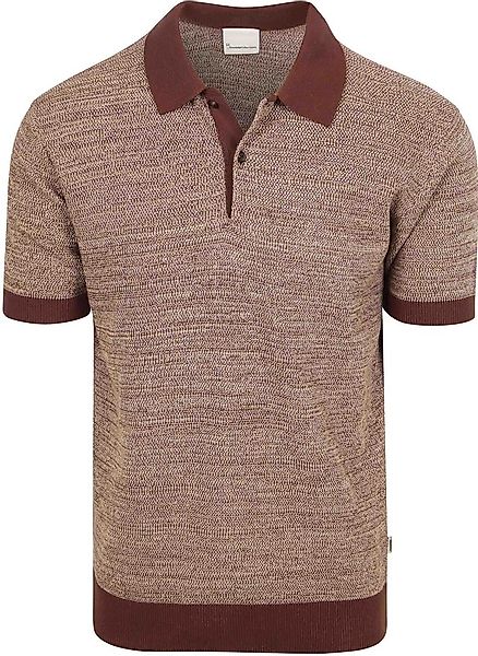 KnowledgeCotton Apparel Polo-Shirt aus Strick Schokolade - Größe L günstig online kaufen