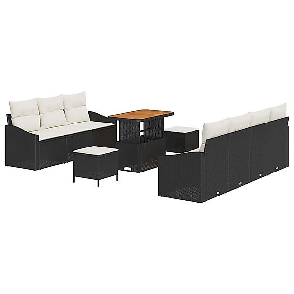 vidaXL Garten-Sofa-Set mit Kissen 10-Tlg Schwarz Poly Rattan 3362620 günstig online kaufen