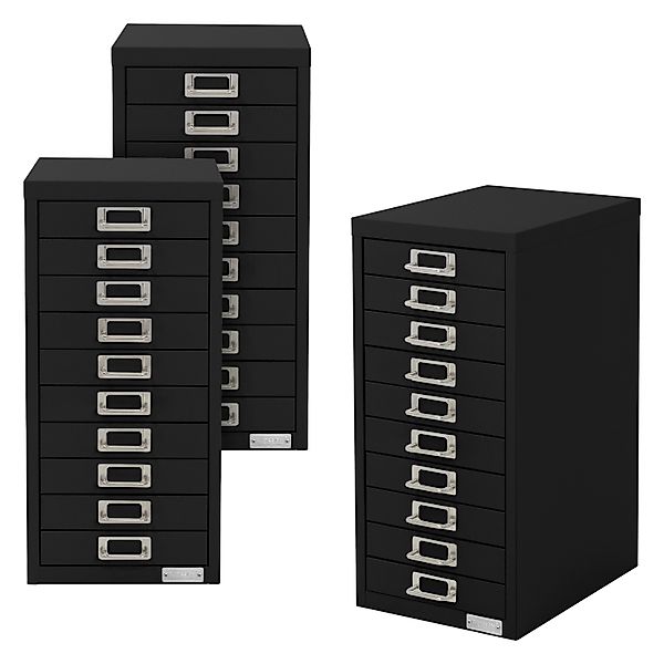 ML-Design 3Er Set Aktenschrank mit 10 Schubladen 28x38x60cm Schwarz günstig online kaufen
