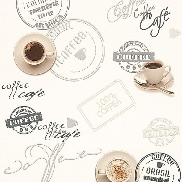 Bricoflor Tapete mit Kaffee Motiv Cafe Papiertapete mit Kaffeetasse Ideal f günstig online kaufen