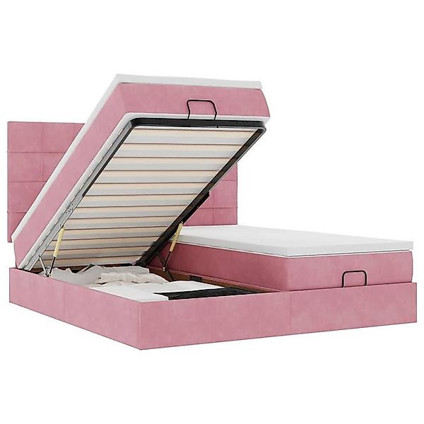 vidaXL Bett Ottoman-Bett mit Matratzen & LEDs Rosa 180x200 cm Samt günstig online kaufen