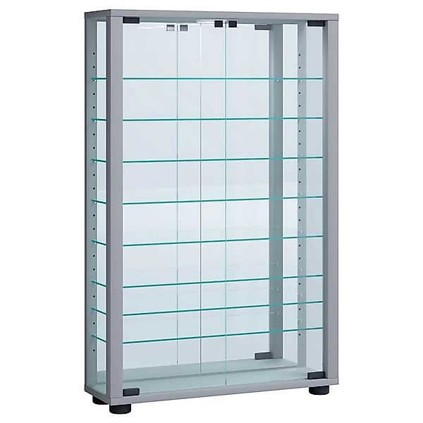 ebuy24 VitrosaMaxi Vitrinenschrank Wandhängend mit Spiegel 2 Glastüren Silb günstig online kaufen