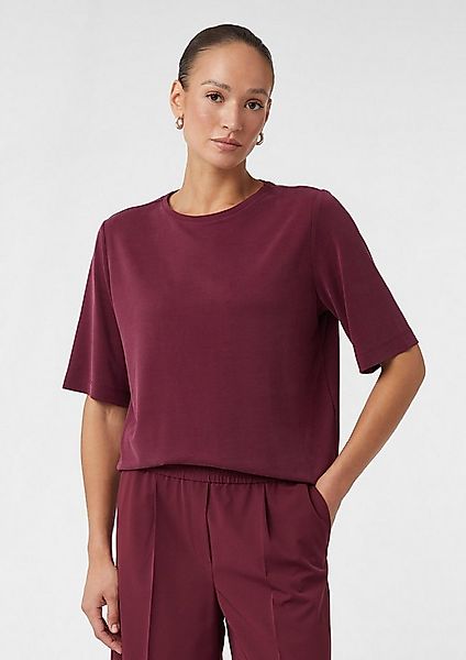 comma Kurzarmshirt T-Shirt Baumwollmix-T-Shirt im Relaxed Fit mit Seitensch günstig online kaufen