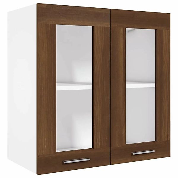vidaXL Hängeschrank Glas Braun Eichen-Optik 60x31x60 cm Holzwerkstoff günstig online kaufen