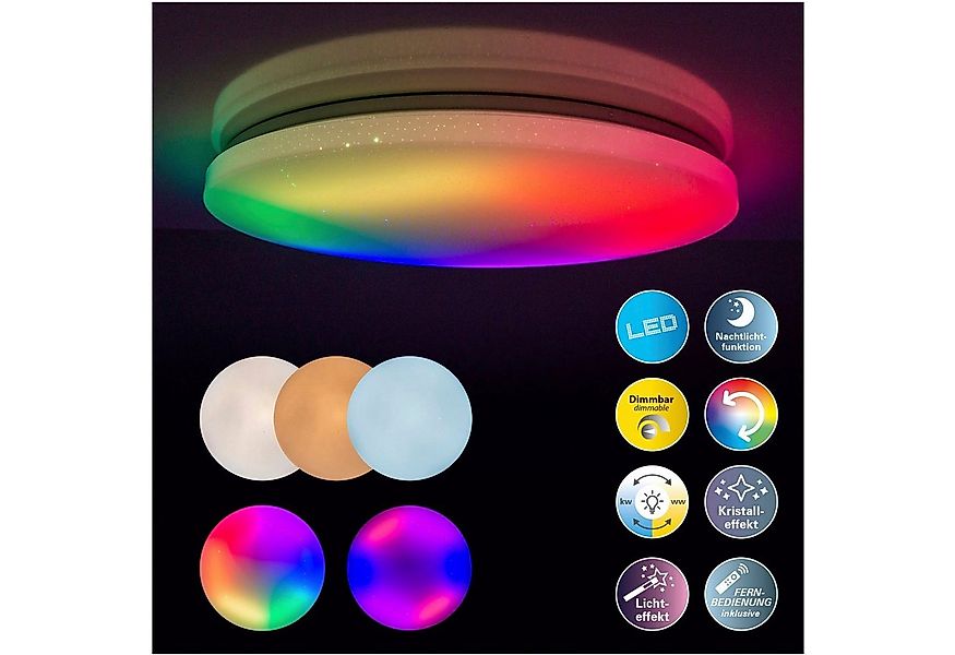 näve LED Deckenleuchte Rainbow, CCT - über Fernbedienung, Dimmfunktion, Far günstig online kaufen