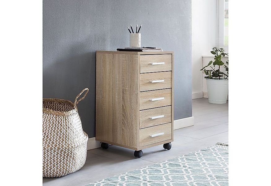 FINEBUY Rollcontainer Holz Rollen Standcontainer 33x63x38cm SuVa11683_1, (S günstig online kaufen