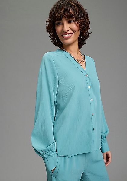 Laura Scott Langarmbluse mit V-Ausschnitt, figurumspielende Passform, hüftb günstig online kaufen