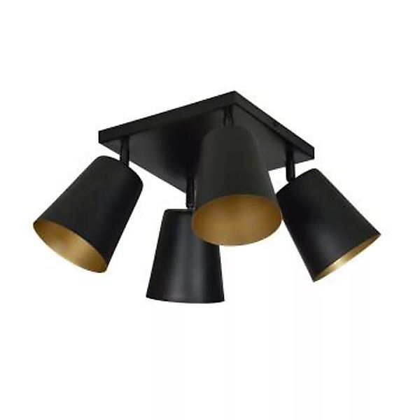 Deckenlampe flexibel Schwarz Gold 4-flammig 4x E27 günstig online kaufen