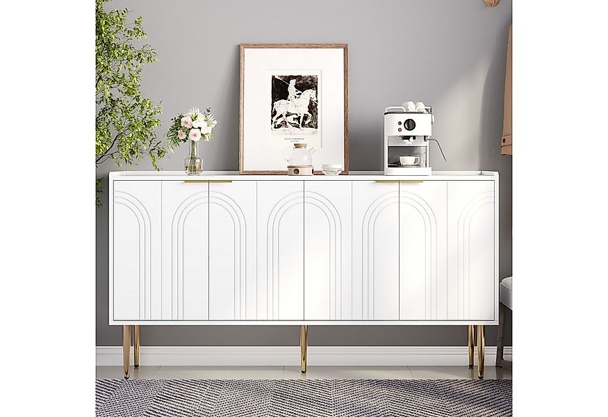 Merax Sideboard mit goldenen Akzenten und Stauraum (1 St., 140x38x75cm), Ko günstig online kaufen