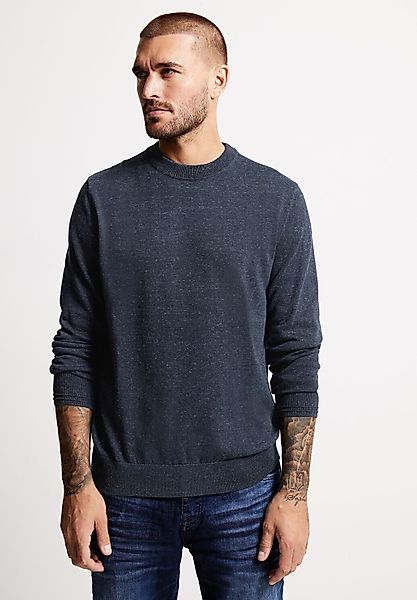STREET ONE MEN Stehkragenpullover, mit Rippstrickdetails günstig online kaufen